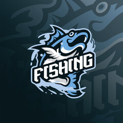 Fish mascot logo design vector. Fishing illustration for sport and esport team.