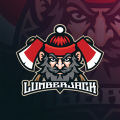 Lumberjack mascot logo design vector. Lumberjack illustration for sport and esport team.