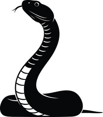 Black snake silhouette illustration with raised head and tongue