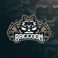 Raccoon mascot logo design vector. Angry raccoon illustration for sport and esport team.