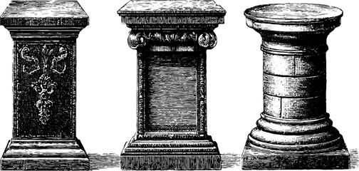 Naklejka premium Vintage engraving of architectural keystone designs for historical art projects