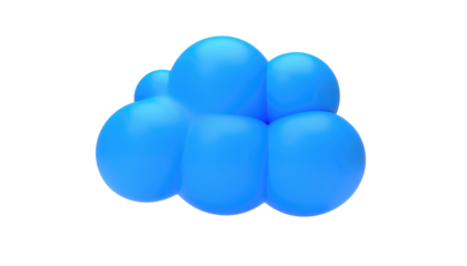 A cartoonish, rounded, 3D light blue cloud shape on a plain black background