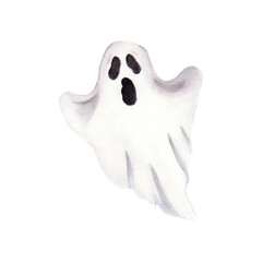 Watercolor Ghost with Open Mouth Illustration