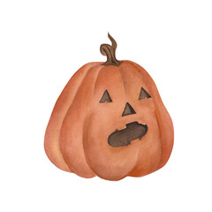 Watercolor Jackolantern Pumpkin Illustration