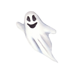 Watercolor Smiling Ghost Illustration