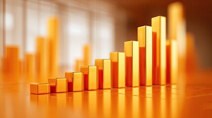Rising golden bar graph representing financial growth and business success