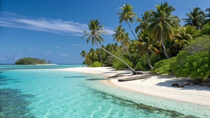 Exploring the serenity of a tropical island paradise surrounded by turquoise waters and lush palm trees photography portfolio exotic environment aerial view tranquil island concept