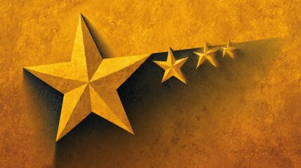 Golden stars illustration on yellow background for ranking and success