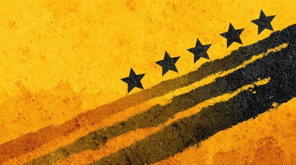 Abstract star and stripe design with yellow and black colors on textured background