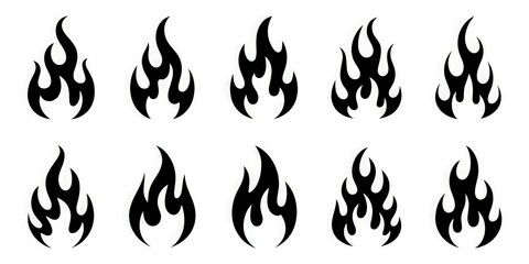 Fire Flame Silhouette Seamless Vector Pattern.