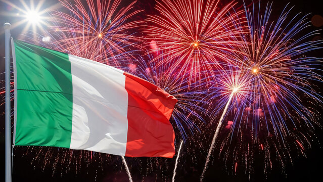  Italian Flag with Fireworks - Powered by Adobe