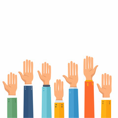 Fototapeta premium Raised Hands Illustration Diverse Sleeves Voting Participation and Agreement Concept.