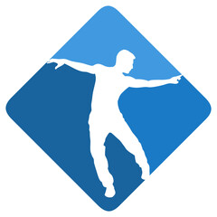 Dance figure blue icon style