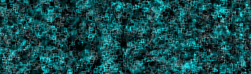 Abstract cyan digital technology background, white circuit lines over glowing blue network patterns on dark backgrounds. Artificial intelligence, cloud computing, data connectivity, and AI systems.