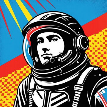 Popart inspired potrait of astrounaut with space helmet