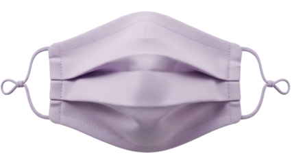Lavender cloth face mask isolated PNG, reusable and washable personal protective equipment for virus and pollution protection on transparent background