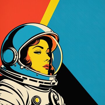 Popart inspired potrait of astrounaut with space helmet