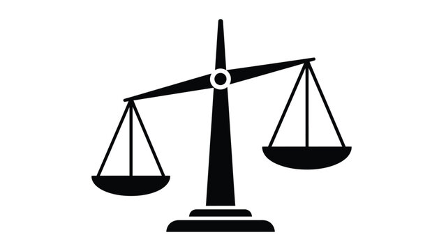 Black and white icon of scales of justice or balance