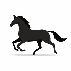 Silhouette of a Black Horse Running Gracefully.
