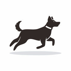 Silhouette of a Running Dog with Collar.