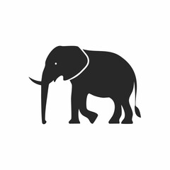 Silhouette of an African Elephant with Tusks.