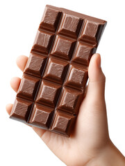 Dark Chocolate Delight: A person's hand tenderly cradles a rich, dark chocolate bar, inviting you to indulge in its decadent, sweet goodness. 