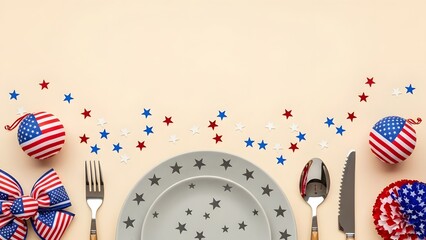 Patriotic table setting with stars and stripes
