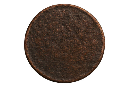 Old weathered coin with transparent background, rough and aged coin
