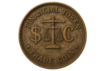 Financial Trade Coin Token Currency with a transparent background asset.