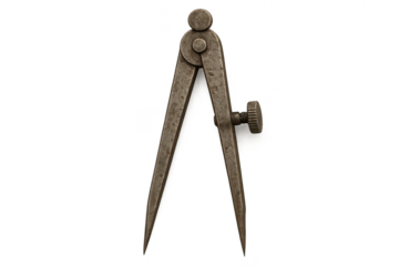 Antique divider compass instrument on a transparent background image.