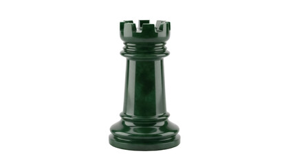Green rook chess piece isolated PNG, strategic board game element for design projects and educational materials, on transparent background © Hans