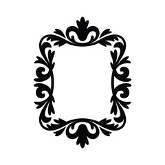 Elegant black ornate frame design with swirling floral and leaf motifs