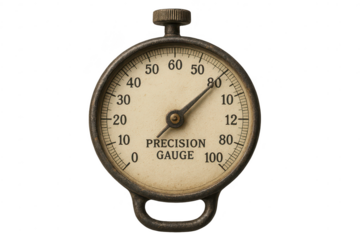 Vintage Precision Gauge with transparent background and numeric display