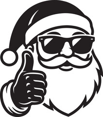 Black silhouette of Santa Claus carrying a gift box and Christmas sack, walking isolated on white background, festive holiday vector graphic illustration.