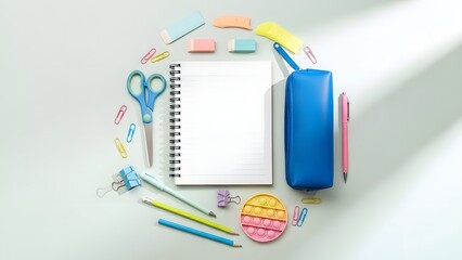 Colorful office supplies arrangement