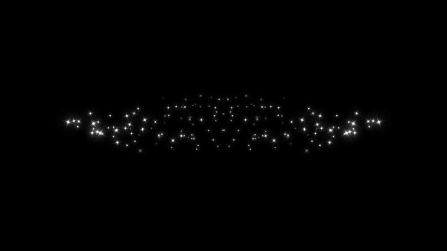 Magic sparkle dust path with fast glitter motion lines glowing doodle stars, shimmering white twinkling particles, smooth glitter motion, bright shiny overlays, and elegant intro on a black background