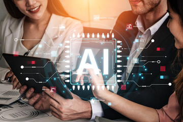 A technical diagram illustrating the core capabilities of Artificial Intelligence. This includes machine learning, robotics, speech recognition, and interactive chatbot technology. Fermion