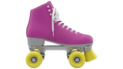 Magenta roller skate PNG isolated on transparent background, retro style skating equipment for sports and recreation