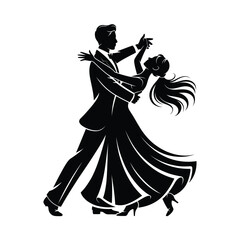 Elegant couple silhouetted in a graceful dance pose romantic and classic
