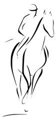 Horse rider equestrian minimal line art illustration