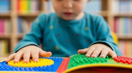 World Braille Day: Child Using Tactile Learning Book and Sensory Tools for Inclusive Education and Visual Impairment Awareness - Concept of Accessibility and Literacy for Blind Children