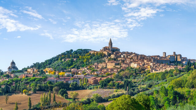 Skyline of Todi Medieval Village and Churches, Umbria, Italy