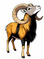 ram standing field comic illustration