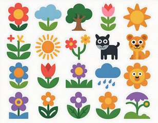Fototapeta premium Colorful garden emojis