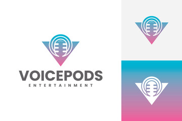 voice podcast letter v logo vector