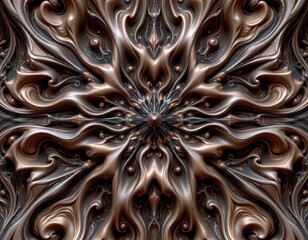 Abstract Metallic Swirling Pattern with Reflective Textures