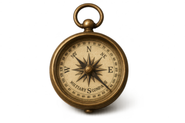 Antique Military Compass on a transparent background for your design