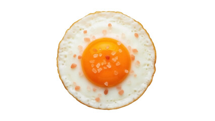 Fried egg with salt isolated PNG, sunny side up breakfast food on transparent background, protein-rich meal for healthy eating and cooking