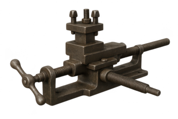Vintage Lathe Tool Post on transparent background, Machining Equipment