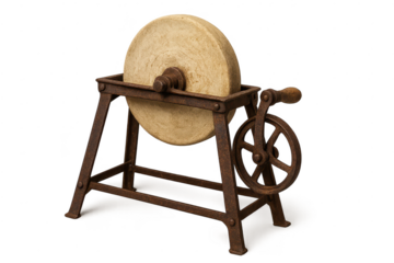 Antique Grindstone Mill Machine with transparent background image here